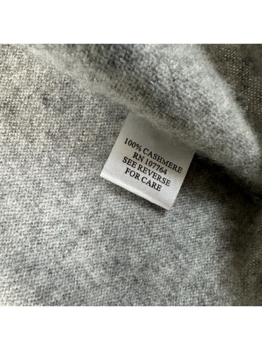 One Girl Who 100% Cashmere Gray Knit Sweater Large Button Sleeve Shoulder Crew - Picture 11 of 12